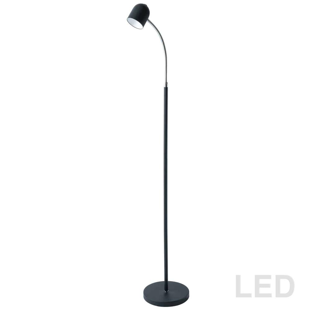 Dainolite LED Task Floor Lamp – Satin Black, Adjustable Lighting