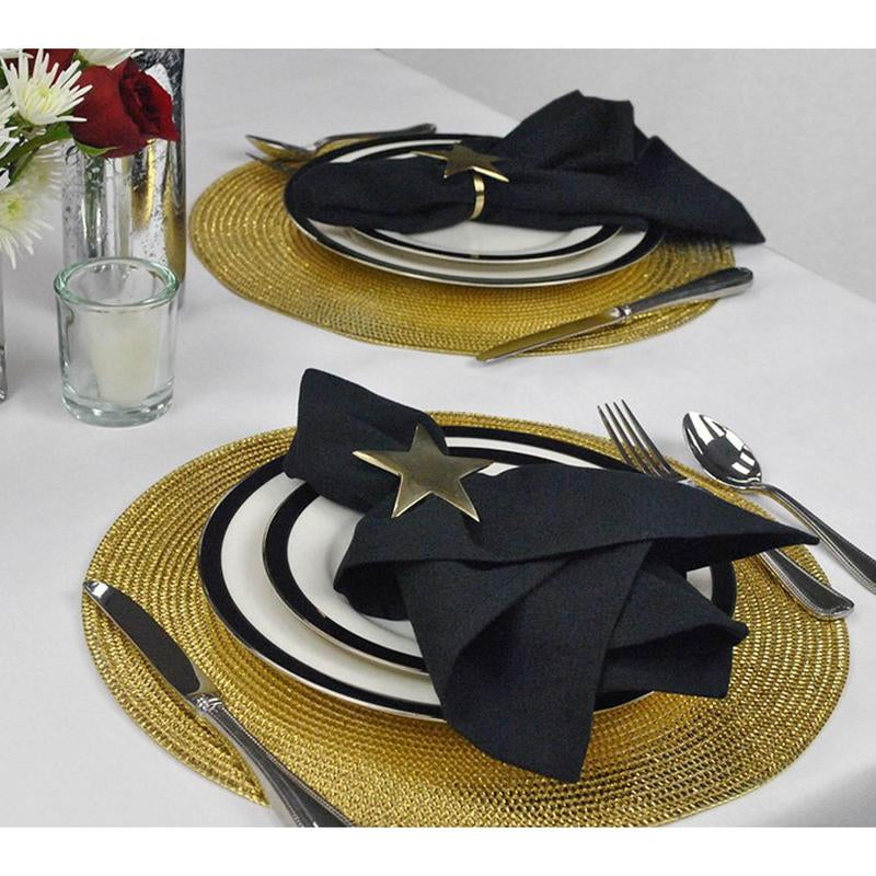 Design Imports Set of 6 Metallic Round Woven Placemat