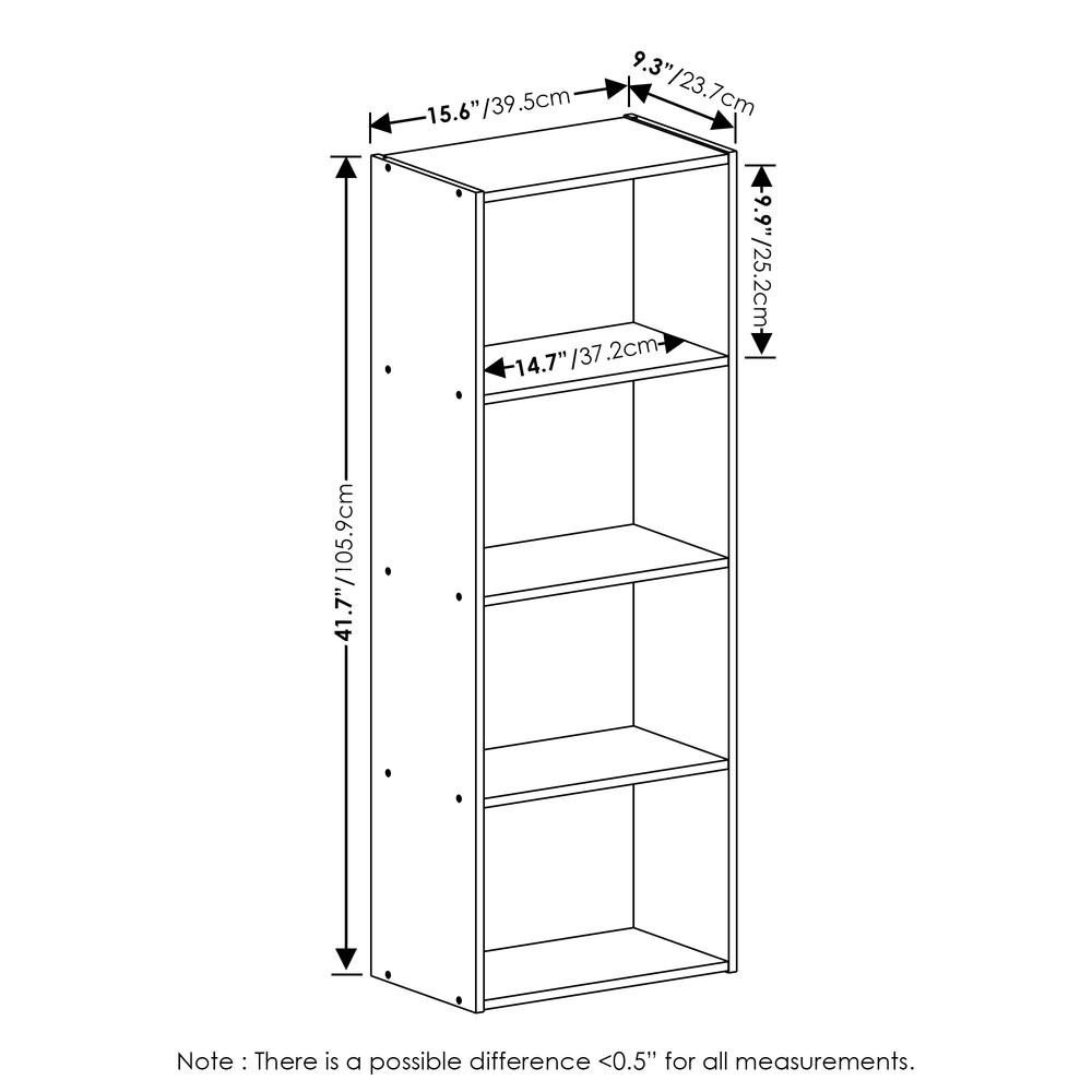 Furinno Luder 4-Tier Open Shelf Bookcase, Blackwood