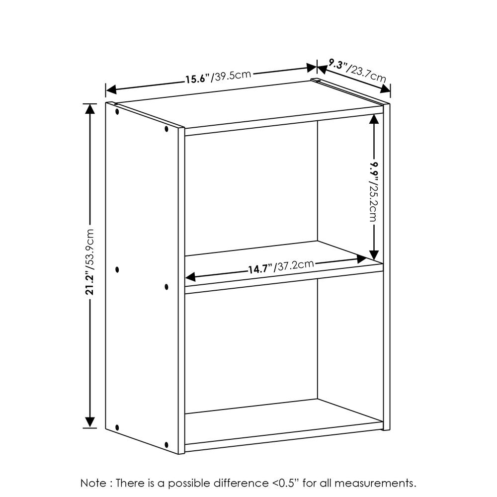 Furinno Luder 2-Tier Open Shelf Bookcase, French Oak