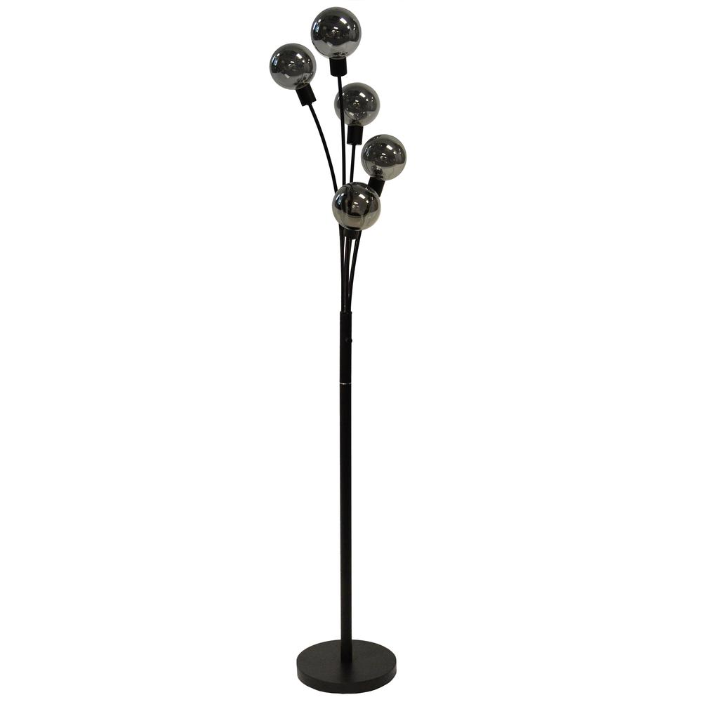 5LT Budding Branch Incandescent Floor Lamp – Black with Smoked Glass