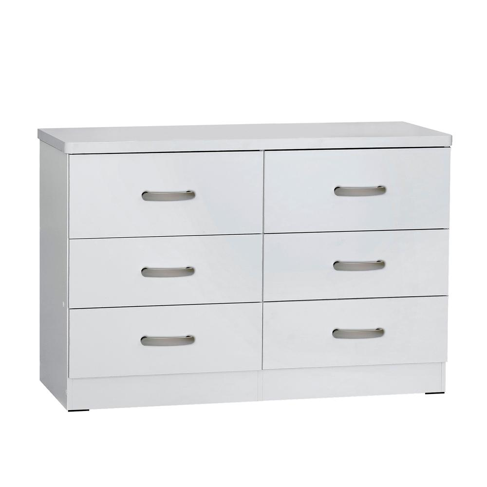 Better Home Products DD & PAM 6-Drawer Bedroom Dresser – White Engineered Wood Storage Dresser