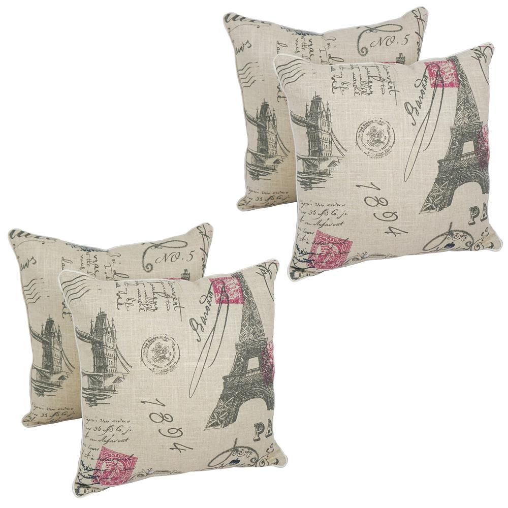Blazing Needles 18-inch Corded Throw Pillows with Inserts (Set of 4)