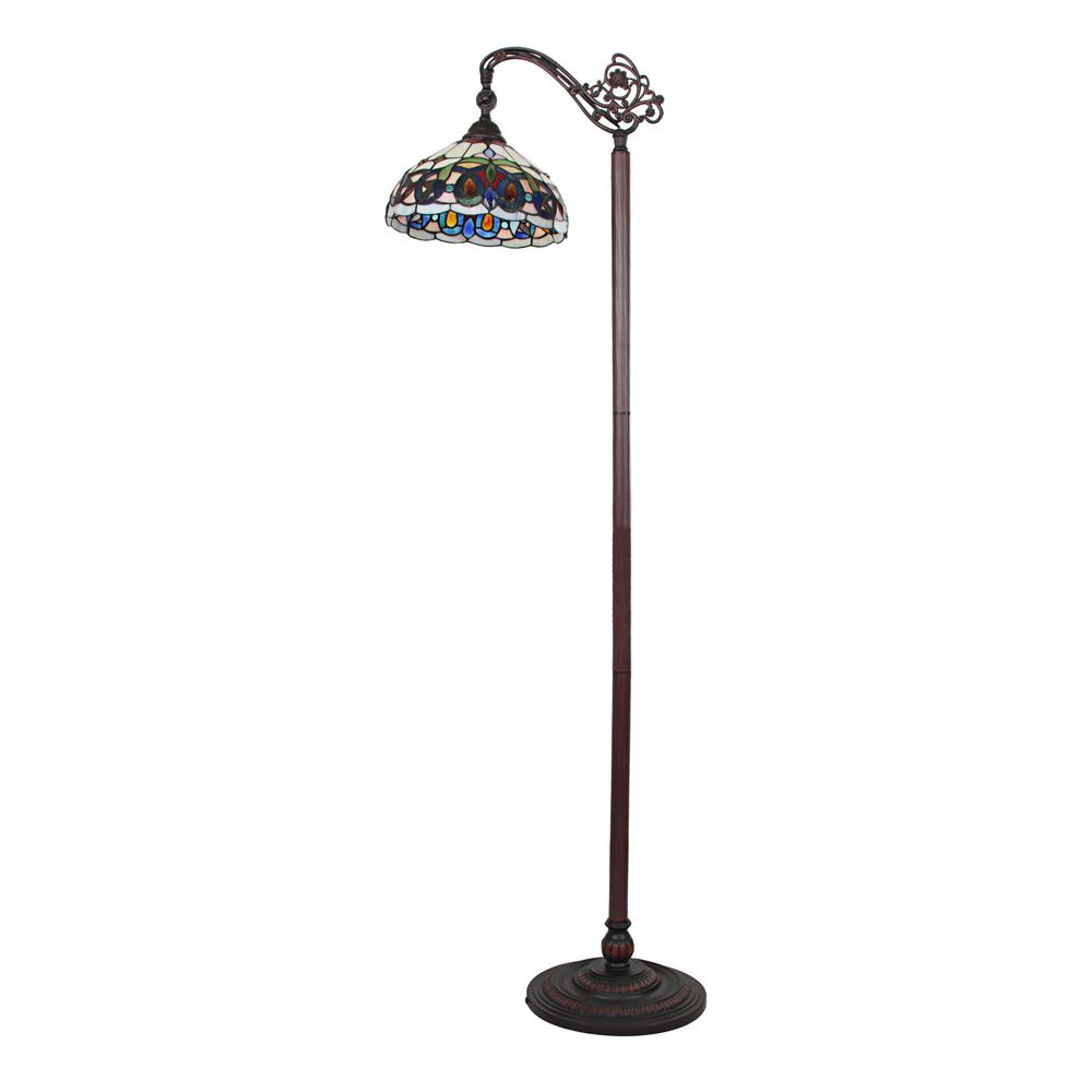 CHLOE Lighting SERENITY Victorian Tiffany-Style 1-Light Reading Floor Lamp – Dark Bronze, 11" Wide