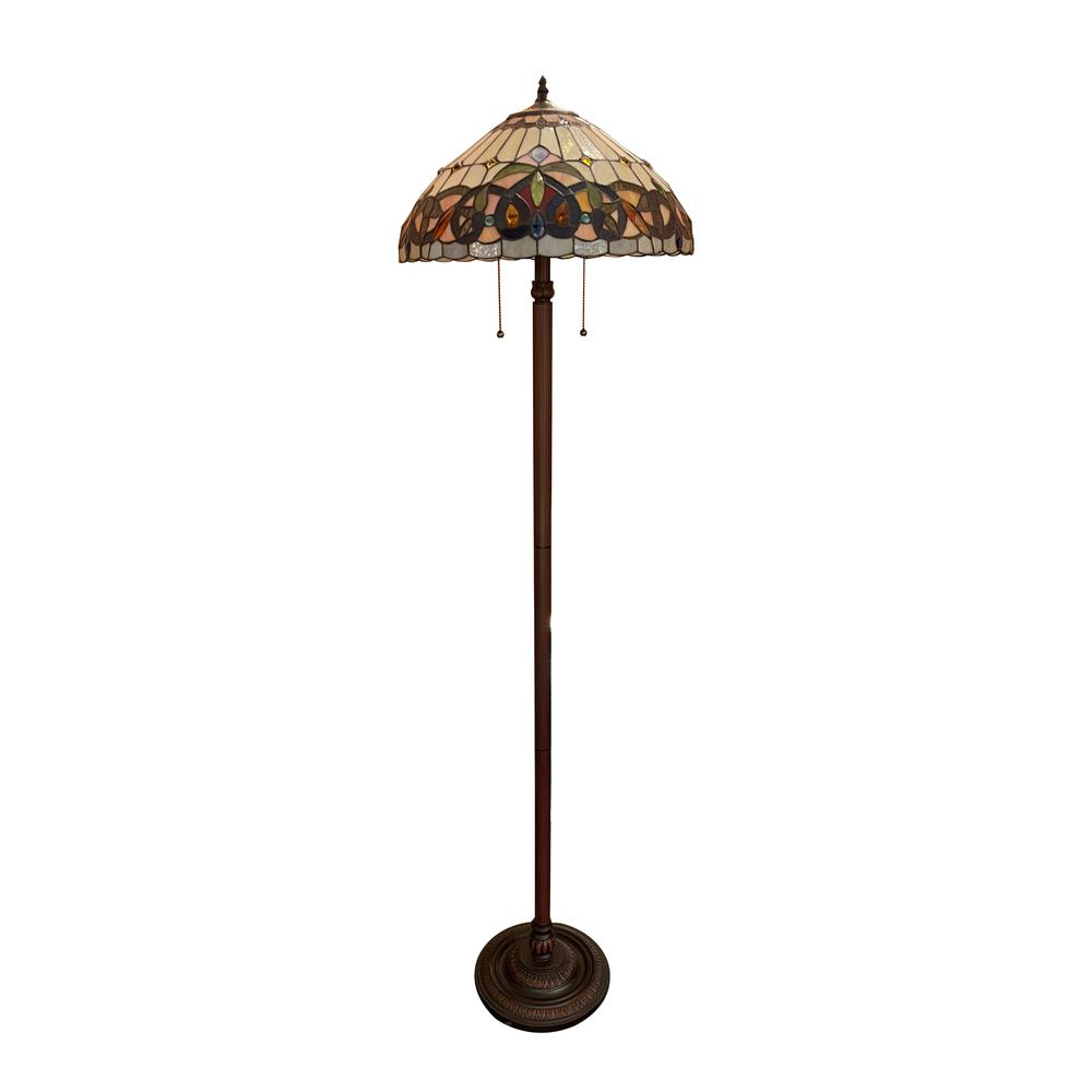 CHLOE Lighting SERENITY Victorian Tiffany-Style Floor Lamp – Dark Bronze, 18" Shade