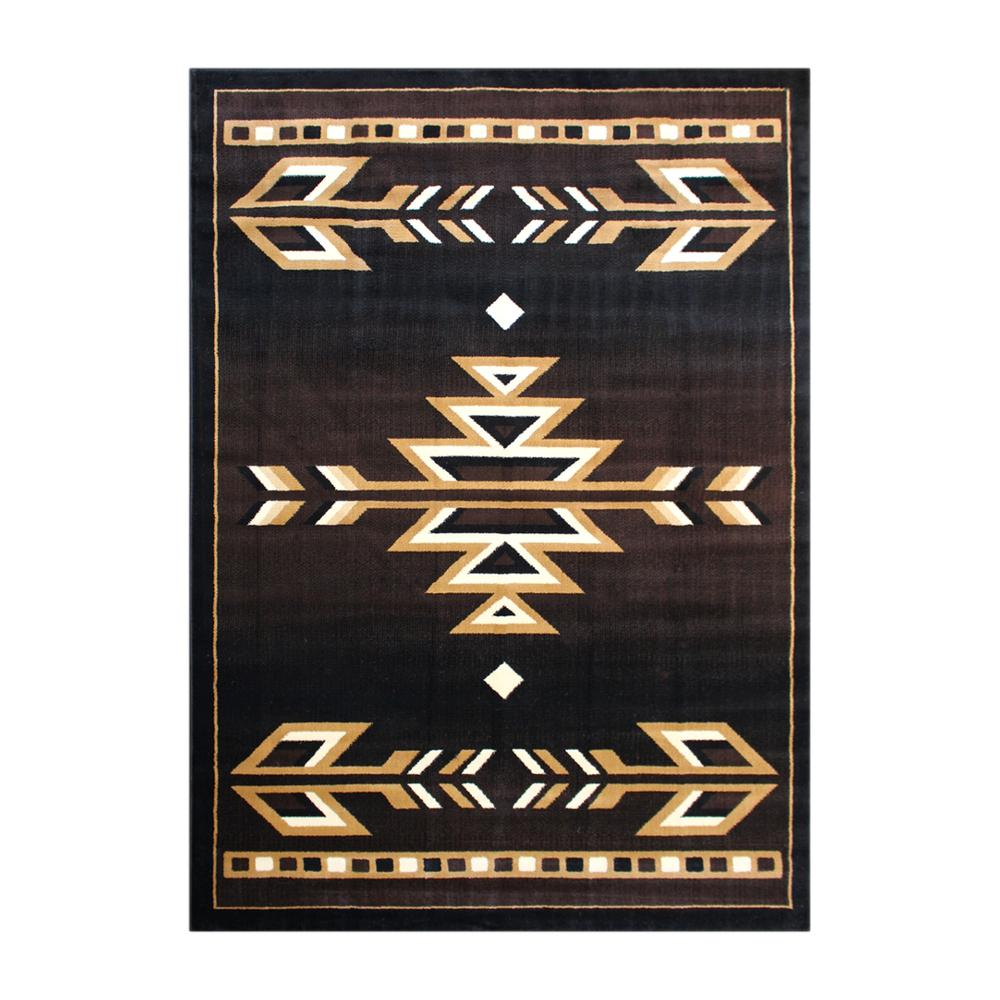 Southwestern 8' x 10' Brown Area Rug - Olefin Accent Rug with Jute Backing