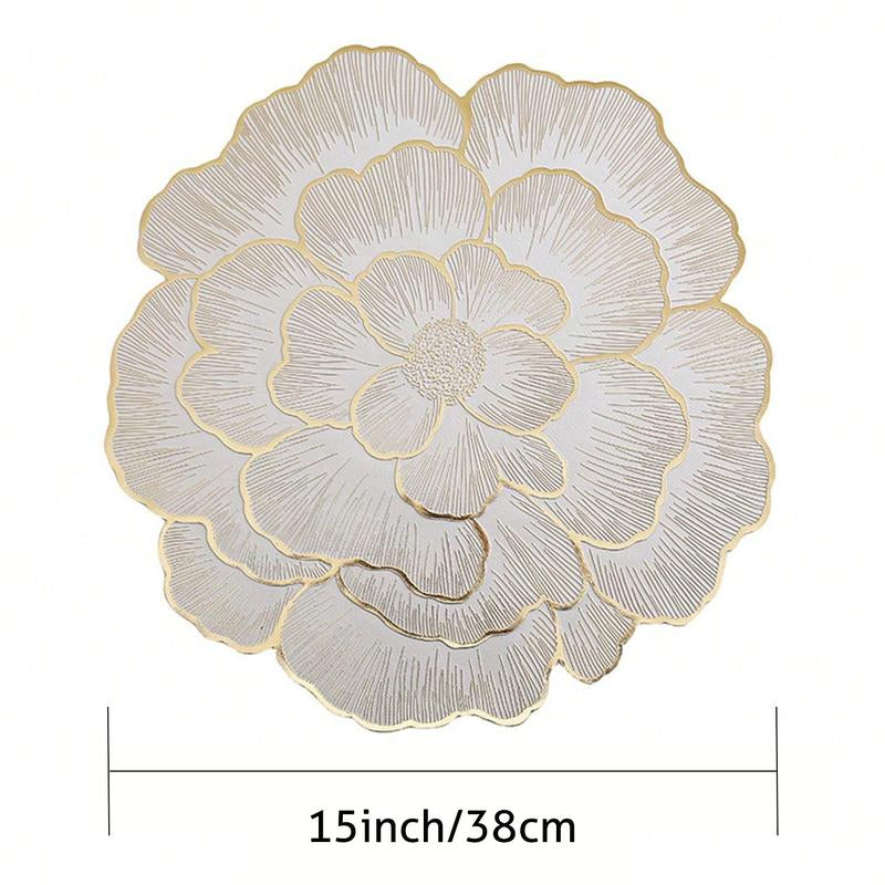 Floral Pattern Placemat, 6 Counts/set Heat Resistant Non Slip Table Mat, Kitchen Gadgets, Waterproof Placemat for Home Kitchen Dining Room Wedding Party, Valentine's Day Gift, Tableware