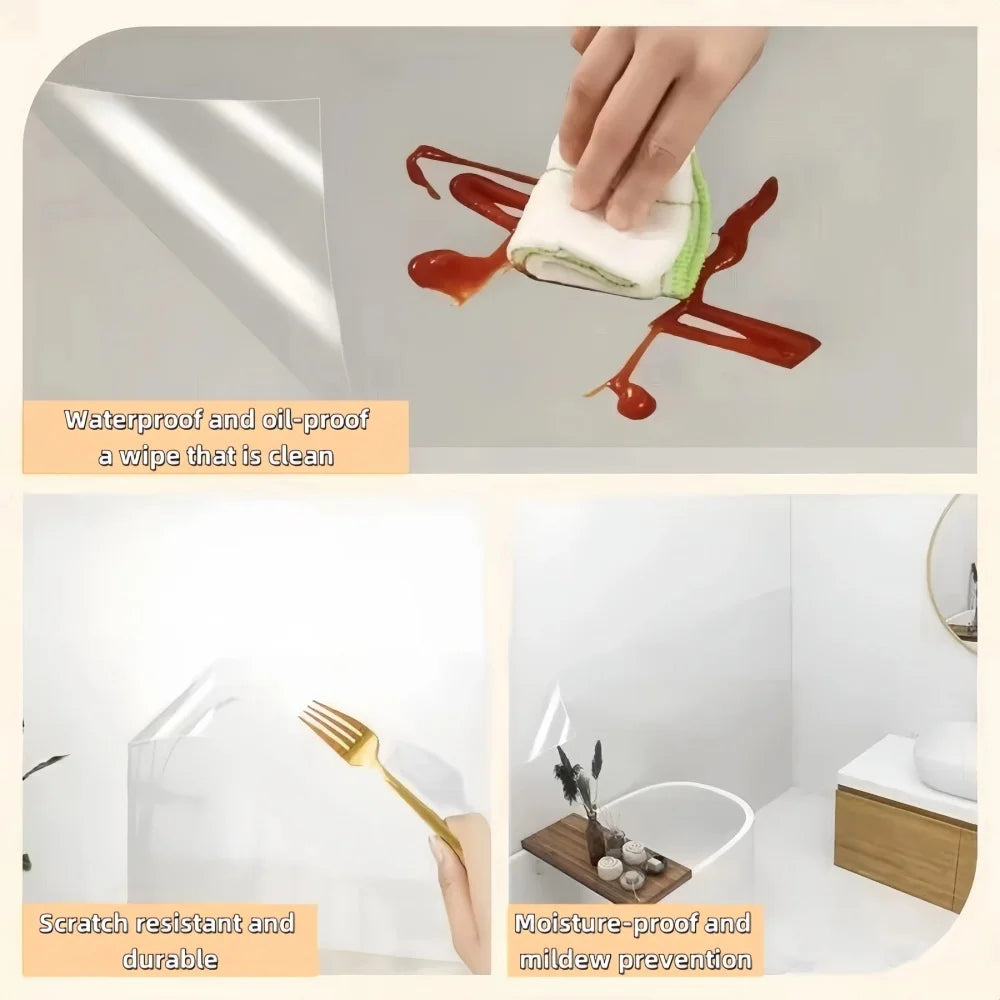 Wall Protector Film Transparent Kitchen Oil Proof Electrostatic Invisible Wall Sticker Wallpaper Cabinet Waterproof Decoration
