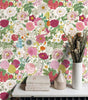 Pink Flower Vinyl Wallpaper Elegant Peel And Stick Red Blooming Floral Cabinet Sticker Chic Waterproof Furniture Cabinet Sticker