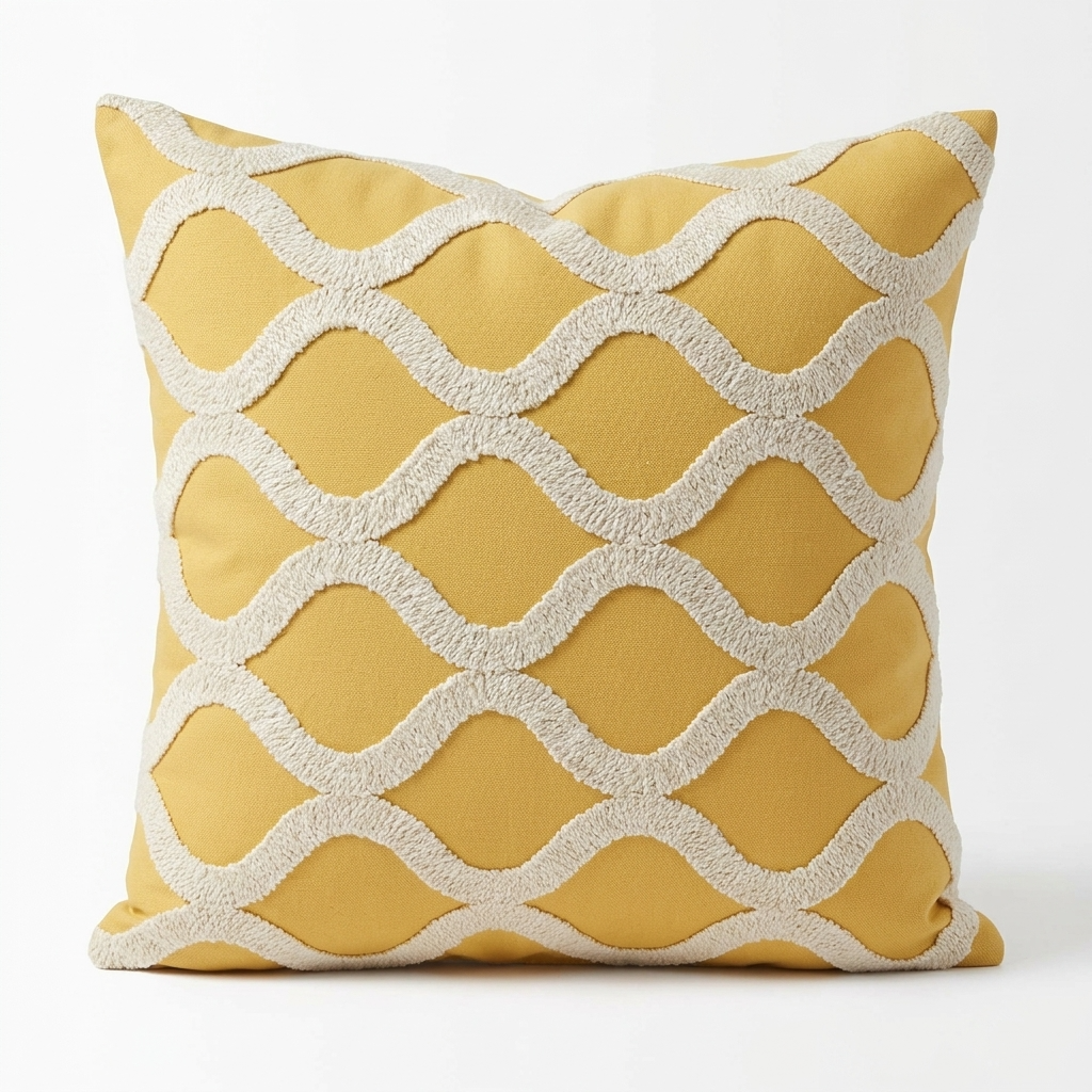 Honeycomb Yellow and Beige Luxury Throw Pillow
