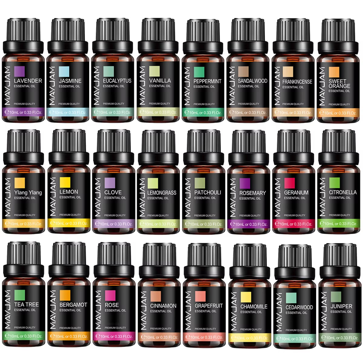 MAYJAM 10ml Essential Oils – 100% Pure Aromatherapy Oils for Diffusers, Humidifiers & DIY Projects