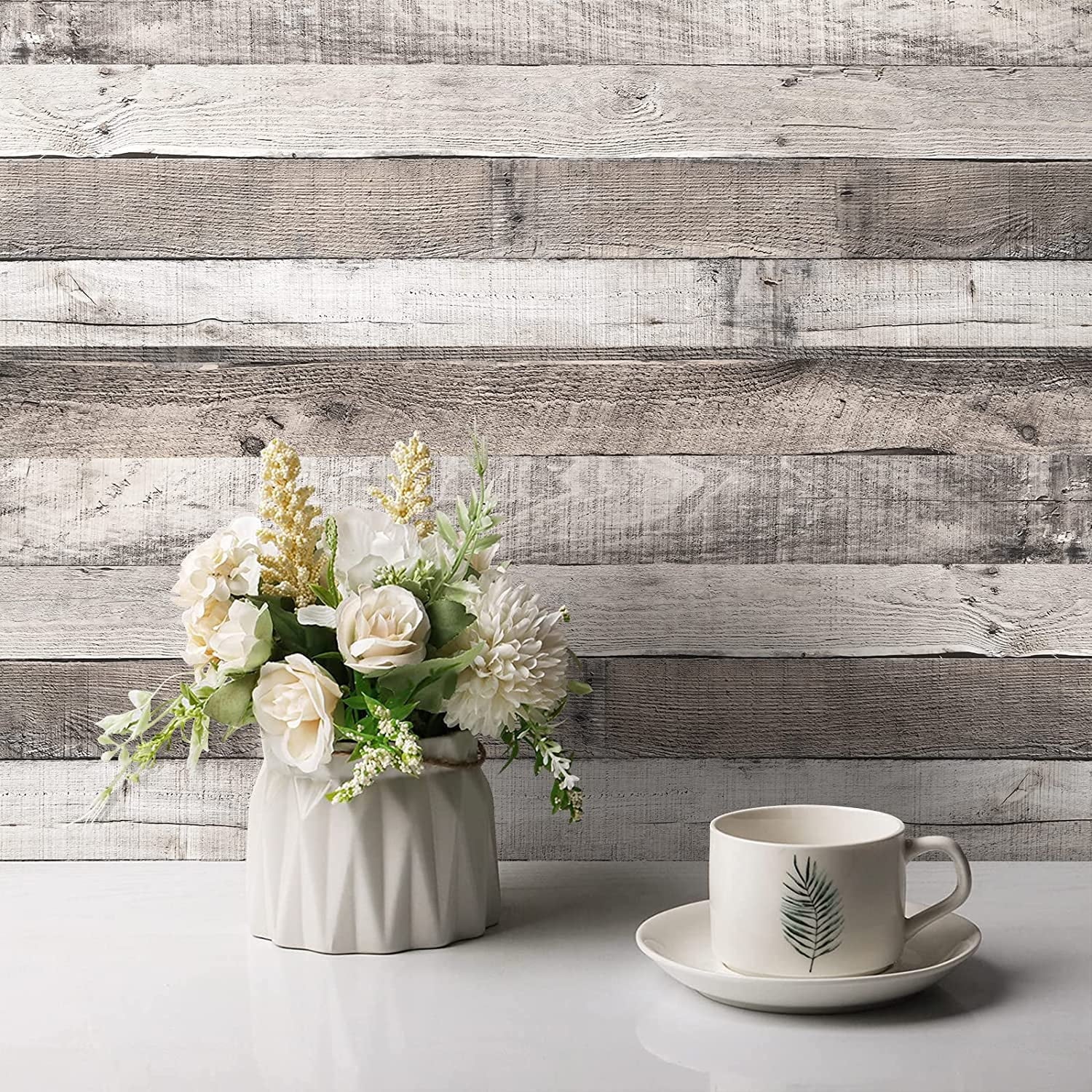 Peel and Stick Wallpaper Gray Wood Wallpaper Self Adhesive Wallpaper Craft, 17.71"x 118"