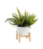 Sagebrook Home Ceramic Planter on Pine Wood Stand - Enhance Your Living Space - Garden Chic Decor