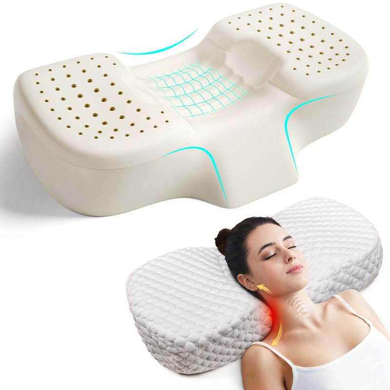 Memory Foam Neck Pillow for Sleeping, Bed Pillows for Side Back Sleepers