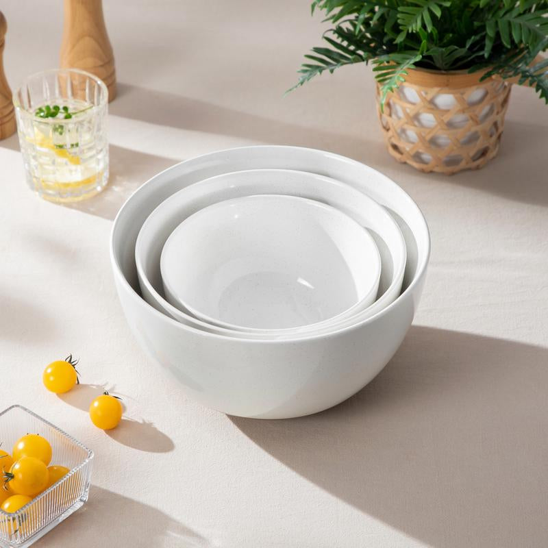 MALACASA Ceramic Large Mixing Bowls, Large Serving Bowls for Cooking, Prepping, Baking, Salad, Soup, Popcorn, Pasta, Nesting Bowls Set of 3, 4.38/2.5/1.44 Qt, Oven, Microwave and Dishwasher Safe Tiktokshopblackfriday