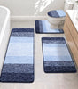 Traditional 4 Piece Microfiber Washable Bathroom Rug Set, Grey