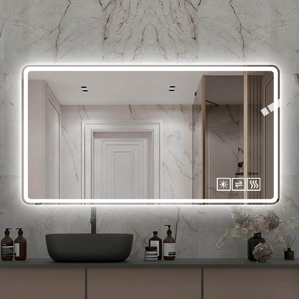48*32 inch Bathroom Mirror with Led Lights , Anti-Fog Lighted Vanity Mirrors for Wall Mounted, 3 Colors and 5 level Dimmable, Horizontal/Vertical