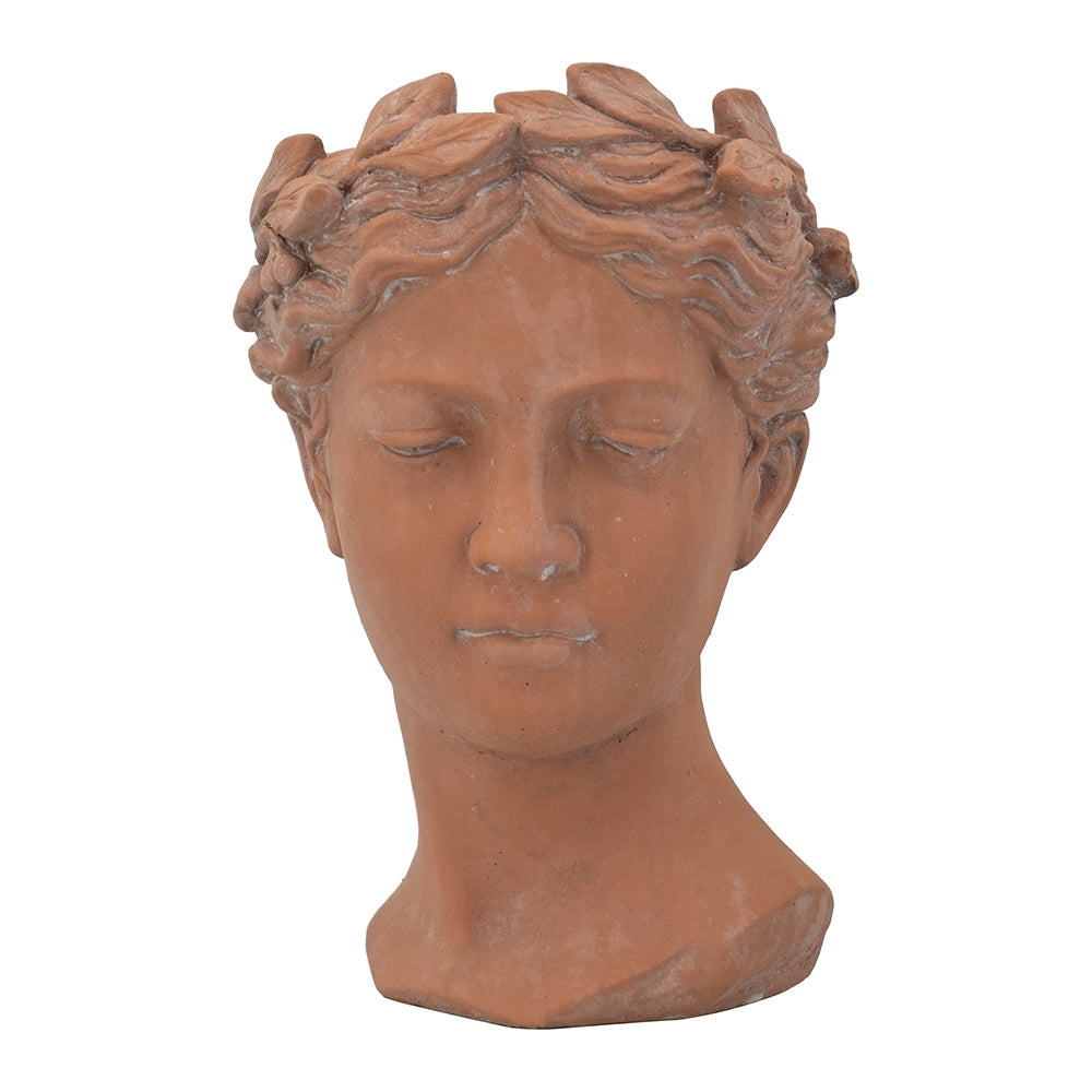 Visage Cement Head Planter, Brown, 7.3 × 6.9 × 10.6 in