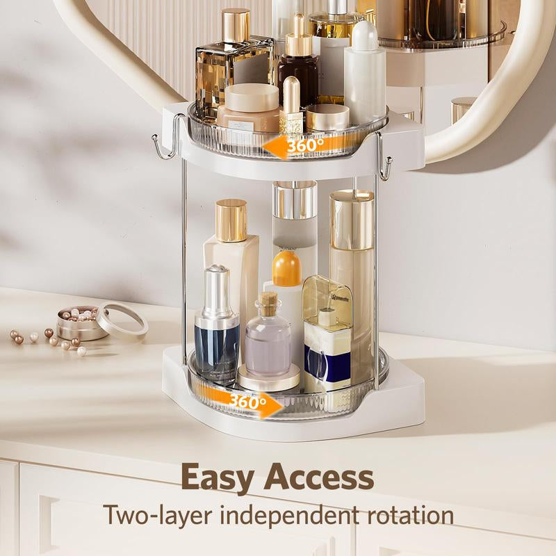 Delamu 2-Tier Multi-Purpose Bathroom Cabinet Organizer, Pull Out Under Sink Organizers and Storage, Stackable Pantry Organization and Storage, Clear Under Cabinet Storage with Movable Dividers