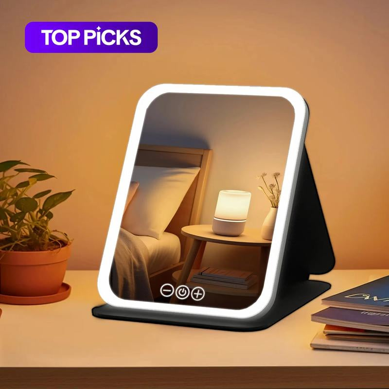 LED makeup mirror, portable mirror, foldable with light, makeup mirror, desktop fill light, student dormitory office mirror, ins high-value light #TOP PICKS