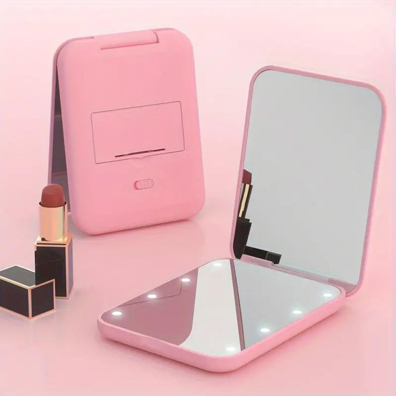 LED Pocket Mirror with Light, 1x/3x Magnification, Compact Travel Makeup Mirror, Foldable Handbag & Purse Friendly
