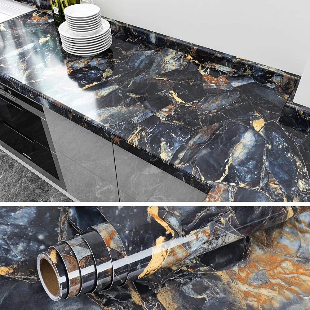 Heat-Resistant Waterproof Marble Peel and Stick Kitchen Countertop Wallpaper