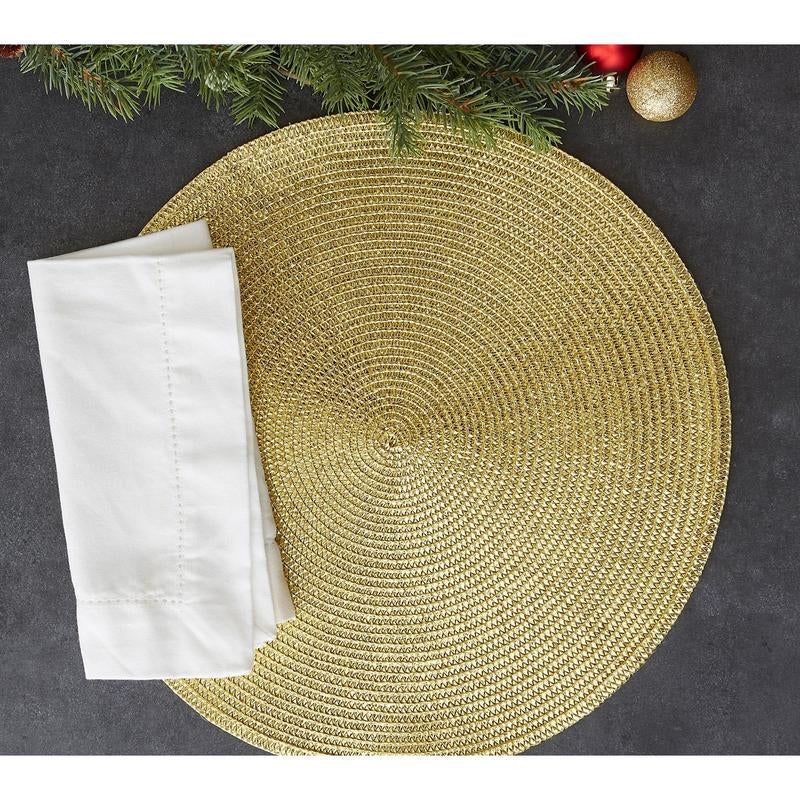Design Imports Set of 6 Metallic Round Woven Placemat