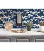 Cyprus Blossom Navy Blue and Grey Floral Vinyl Peel and Stick Wallpaper Roll