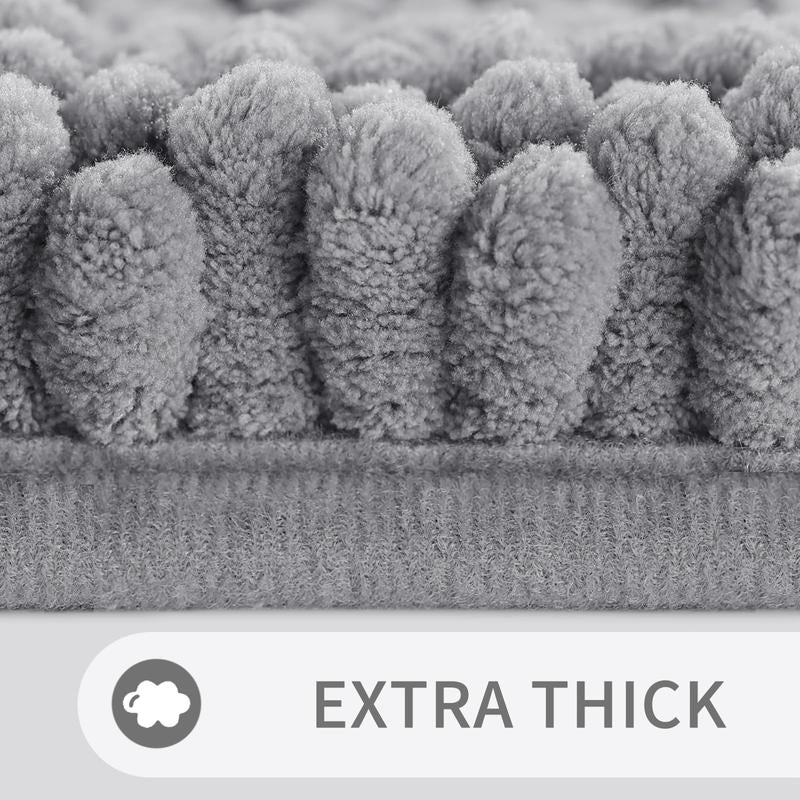 Extra Thick Bathroom Rug Mat – Super Absorbent, Non-Slip, Quick-Dry Luxury Microfiber Chenille Bath Mat, Plush Washable Soft Shower Carpet, 24" × 17"