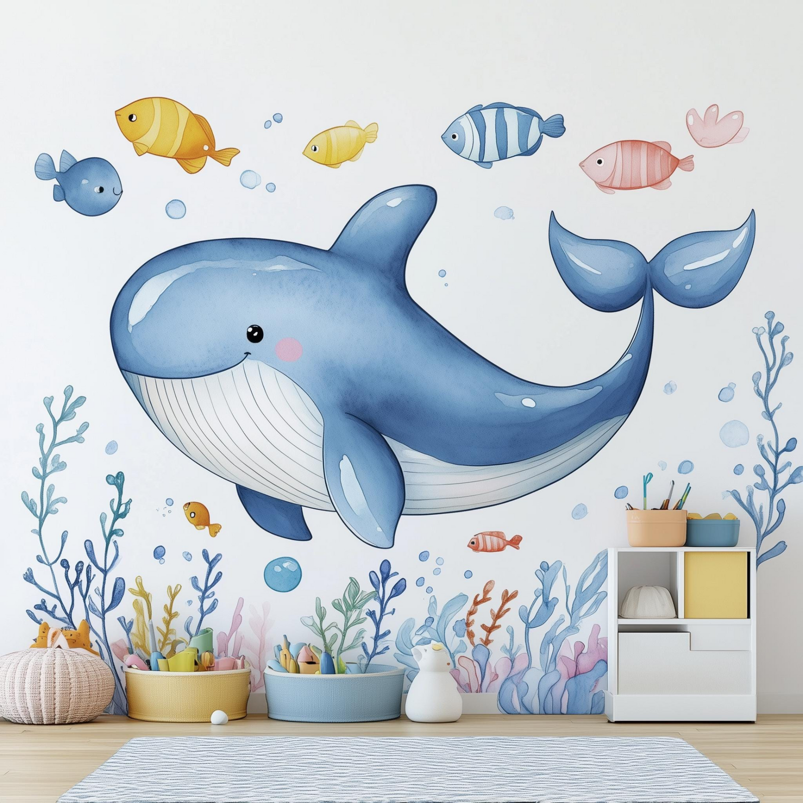 Peel and Stick Wall Decal – Whale Ocean Vinyl Wall Stickers for Nursery and Kids’ Rooms