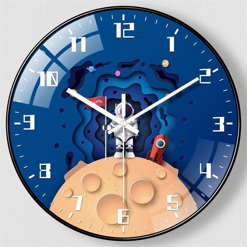 Children’s Room, Silent Wall Clock, Bedroom, Living Room, Kids Clock, Cartoon Clock, Circular Clock, Creative Clock, Quartz Clock, Elementary School, Non-Ticking Clock