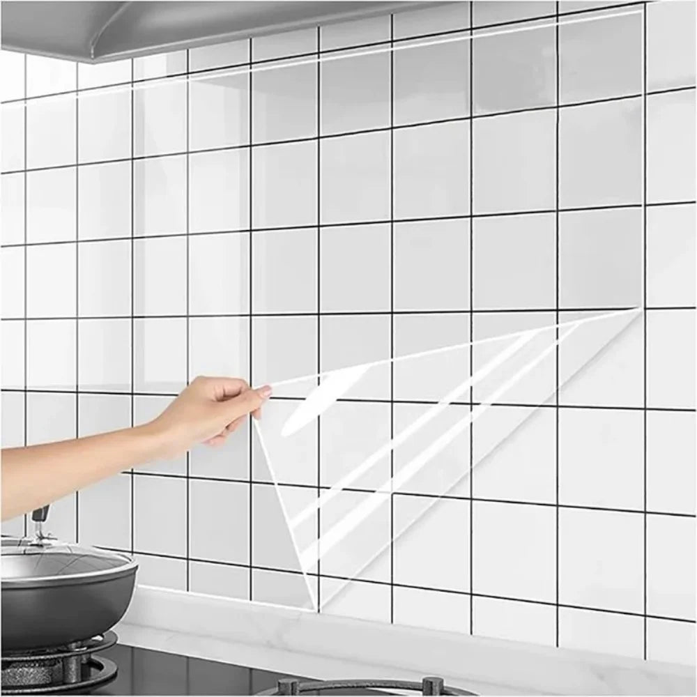 Wall Protector Film Transparent Kitchen Oil Proof Electrostatic Invisible Wall Sticker Wallpaper Cabinet Waterproof Decoration