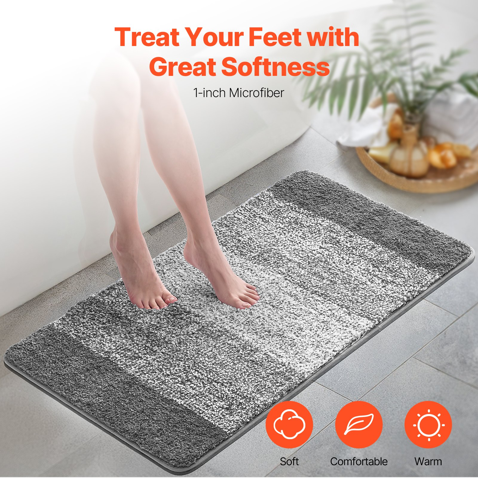 Bathroom Rug 36"x24" Absorbent Soft Bath Mat Machine Washable Quick Dry Non-Slip