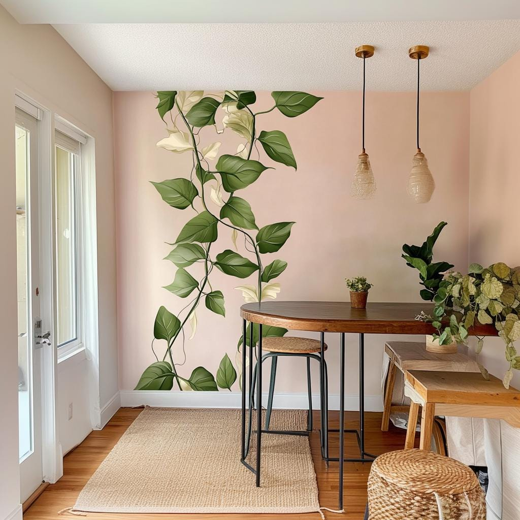Climbing Vine Wall Decal – Removable Vinyl Botanical Wall Sticker for Living Room, Bedroom, or Nursery