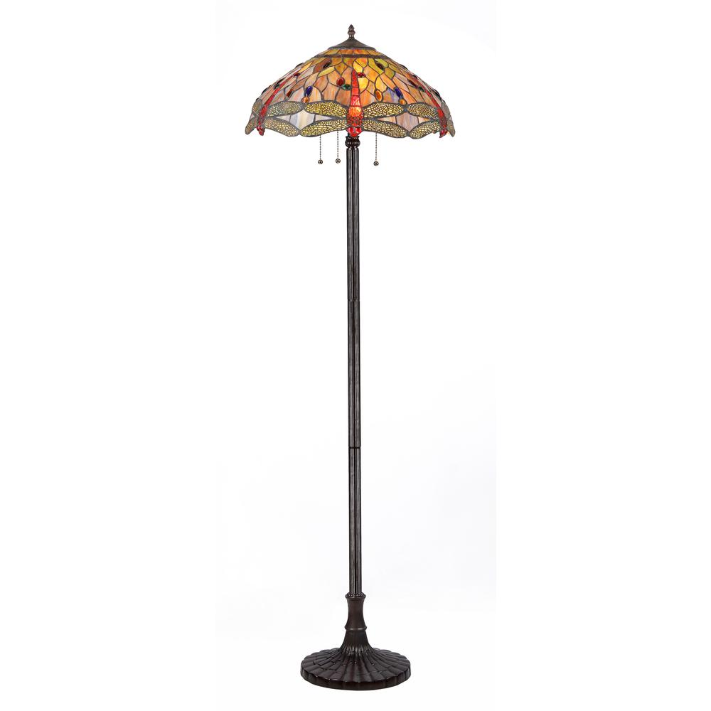 Anisoptera Purity Tiffany-Style Dragonfly 3-Light Floor Lamp – Stained Glass Shade