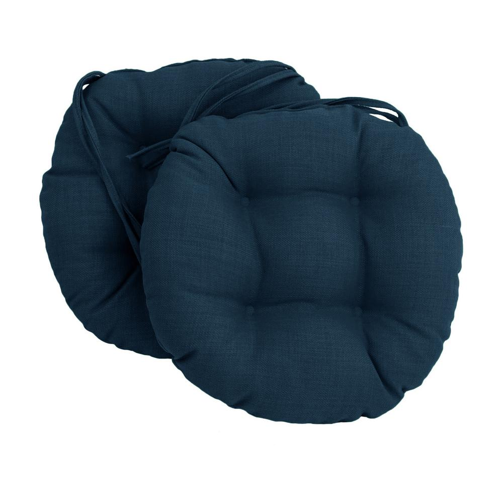 16-inch Spun Polyester Solid Outdoor Round Tufted Chair Cushion
