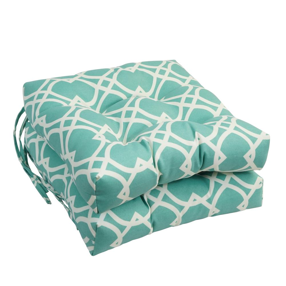 16-inch Spun Polyester Outdoor Square Tufted Chair Cushion