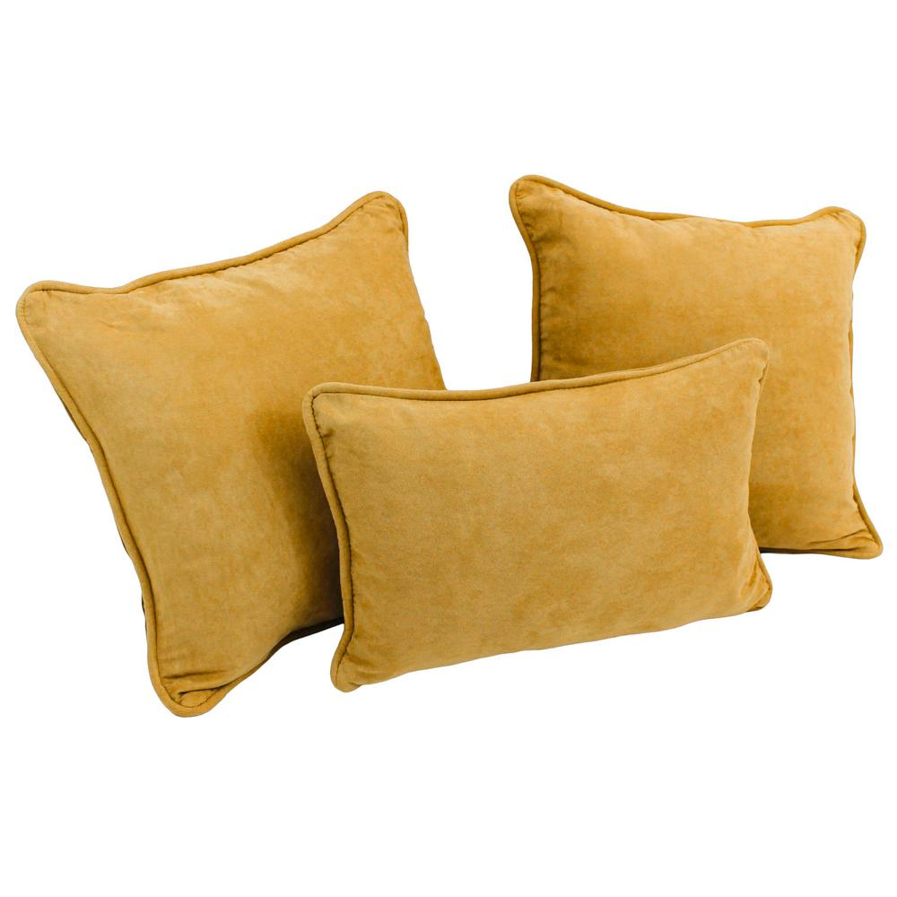 Double-corded Solid Microsuede Throw Pillows with Inserts (Set of 3) 9817-CD-S3-MS-LM