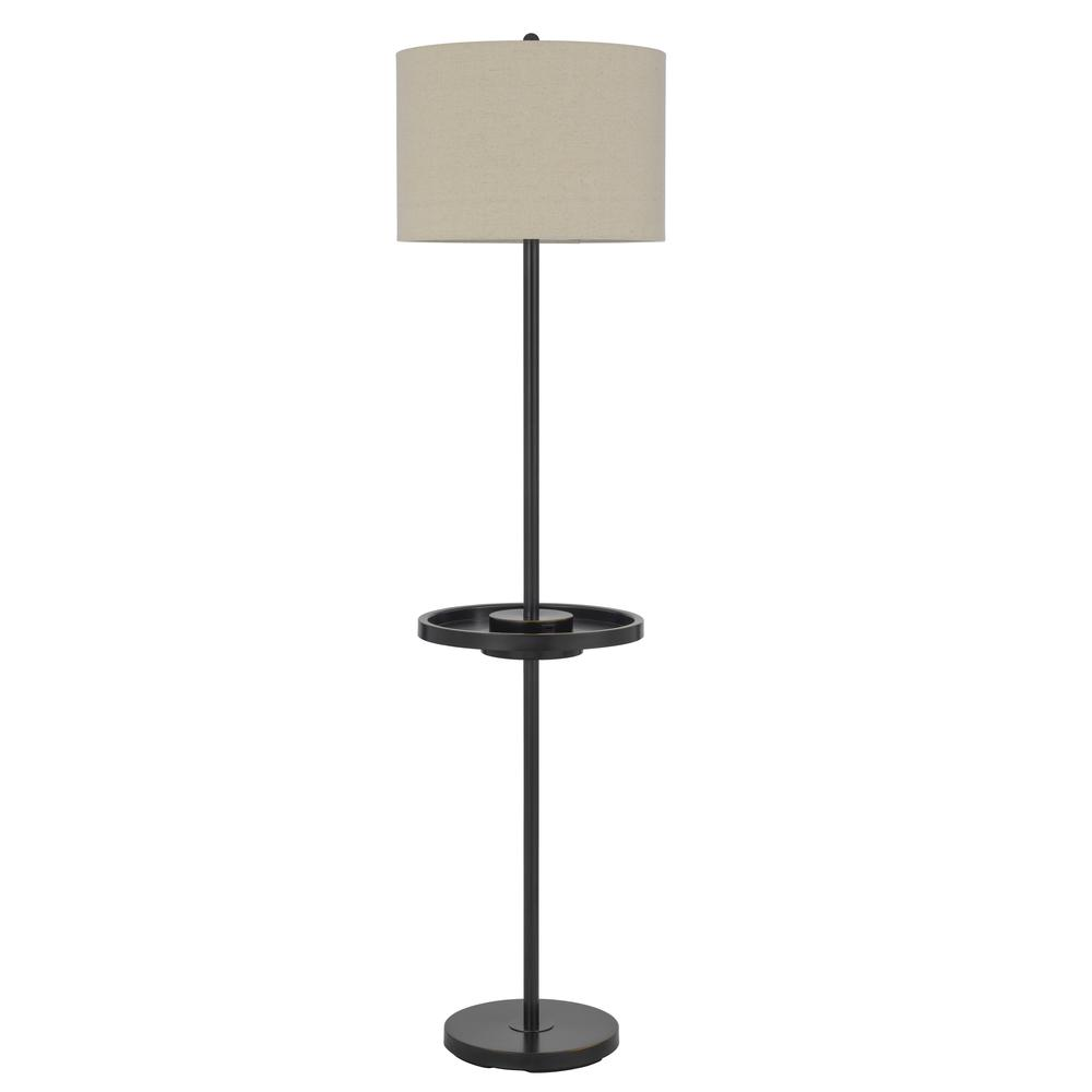Crofton Metal Floor Lamp – Slim Pole Design with Tray Table & USB Ports