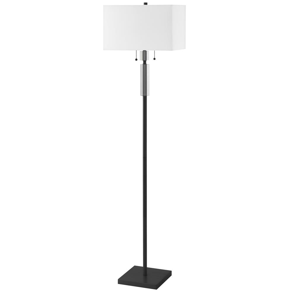 2LT Fernanda Floor Lamp – Matte Black with White Shade