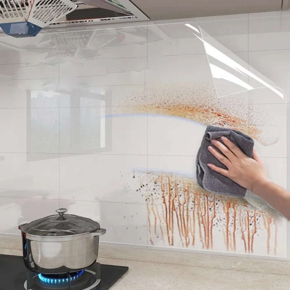 Wall Protector Film Transparent Kitchen Oil Proof Electrostatic Invisible Wall Sticker Wallpaper Cabinet Waterproof Decoration
