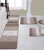 Traditional 4 Piece Microfiber Washable Bathroom Rug Set, Grey