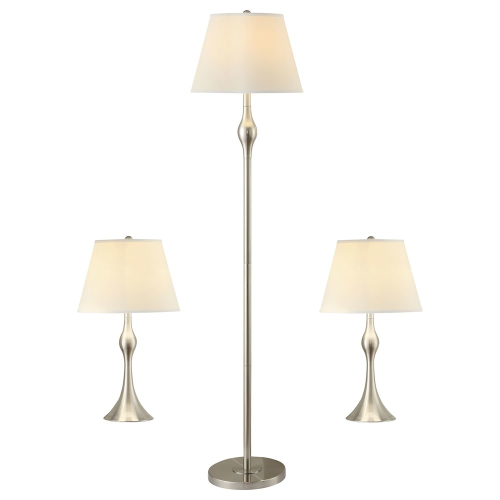 Griffin 3-Piece Floor and Table Lamp Set – Brushed Nickel