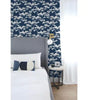 Cyprus Blossom Navy Blue and Grey Floral Vinyl Peel and Stick Wallpaper Roll