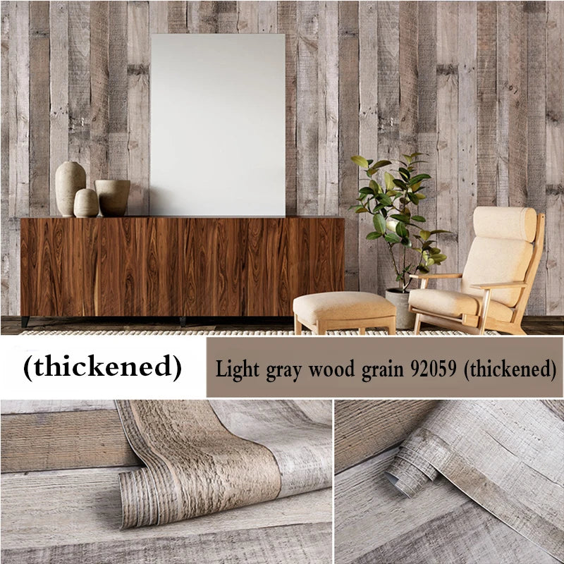 Retro Faux Wood Grain Peel And Stick Wallpaper Self-adhesive Wood Plank Wallpaper Roll Removable Vinyl Wall Covering For Restaur