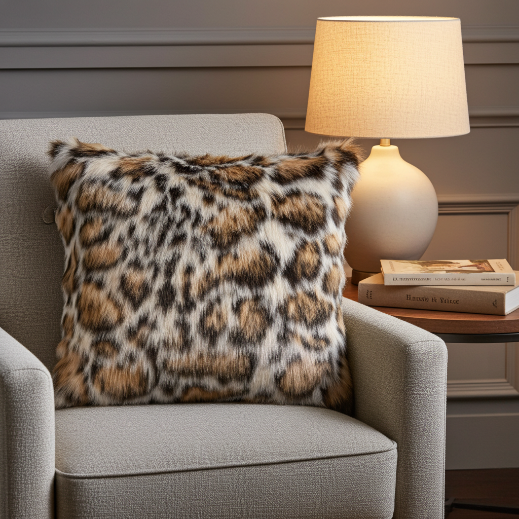 Plutus Brown Tiger Animal Faux Fur Luxury Throw Pillow