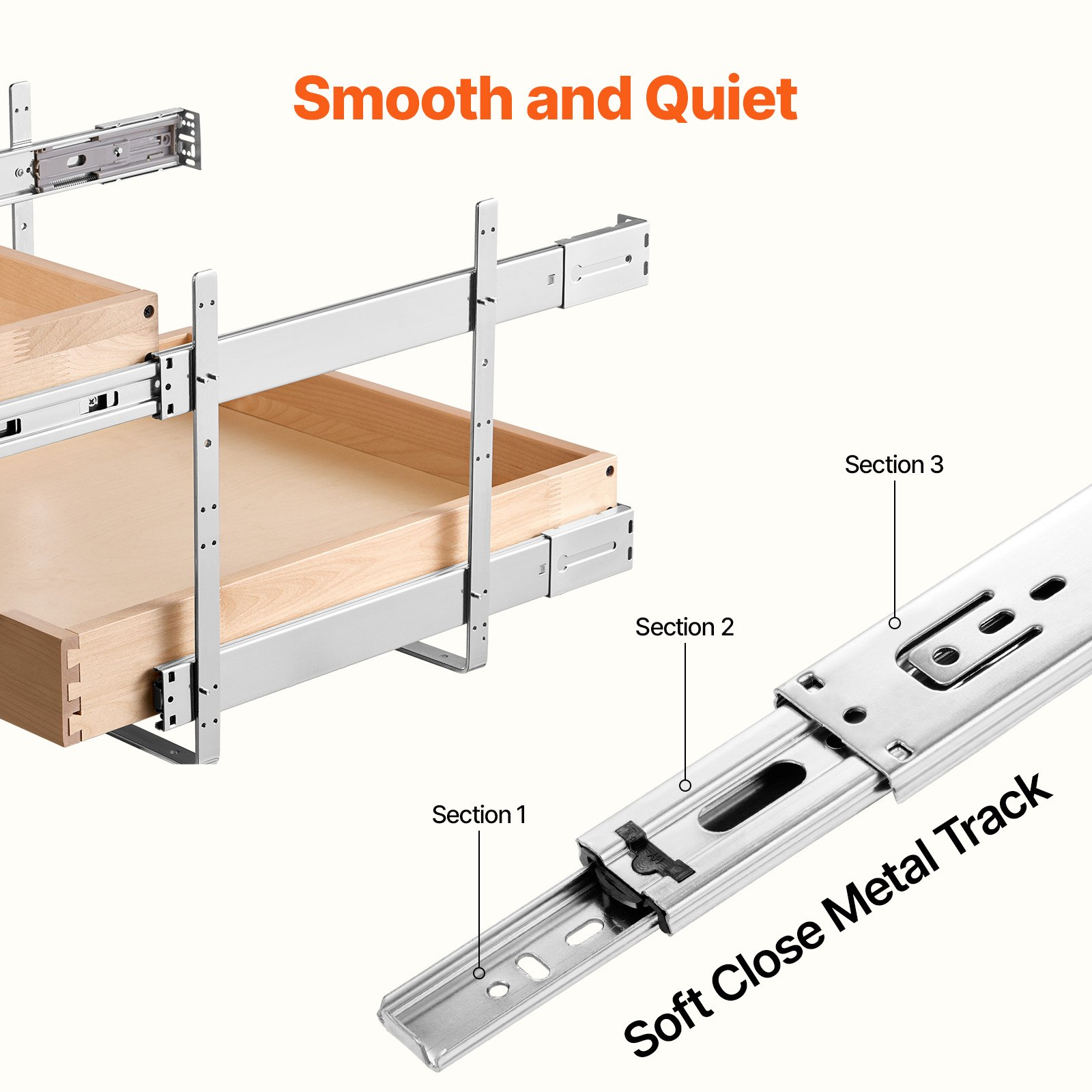 VEVOR 2-Tier Pull-Out Cabinet Organizer with Soft-Close Slides – 20" Adjustable Sliding Drawer Shelf