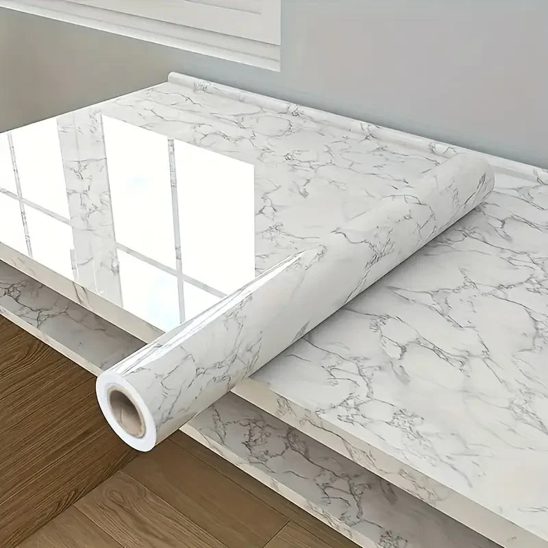 Heat-Resistant Oil-Proof Marble Peel and Stick Kitchen Countertop Wallpaper