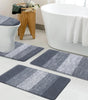 Traditional 4 Piece Microfiber Washable Bathroom Rug Set, Grey
