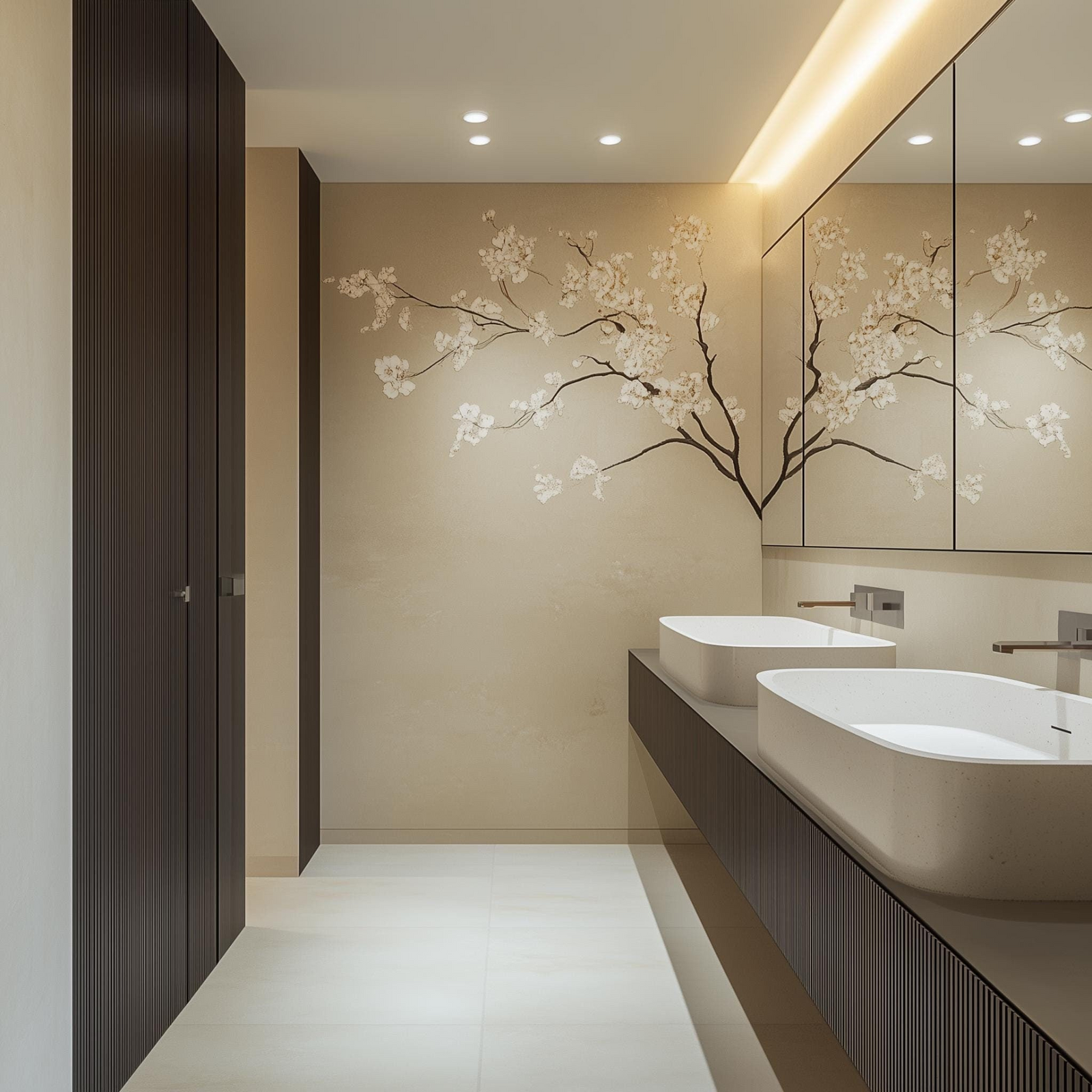 Cherry Blossom Wall Decal – Elegant Peel & Stick Floral Vinyl for Bedroom, Bathroom, or Living Room